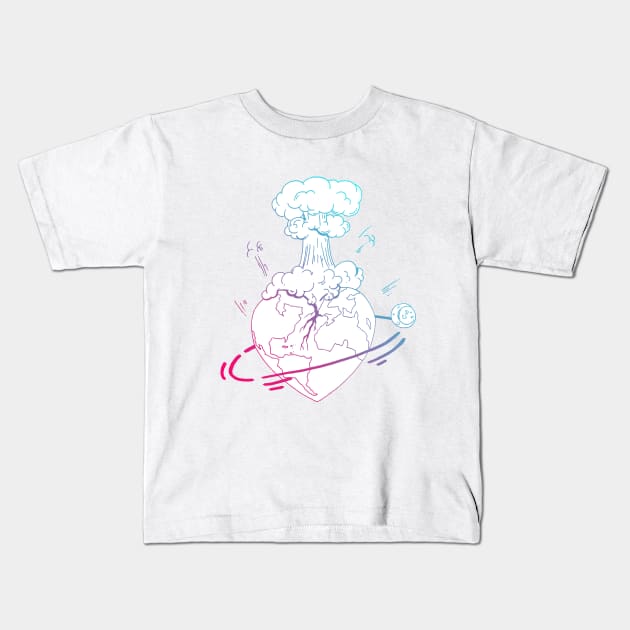 Dual Color Atomic Heart Kids T-Shirt by kenallouis